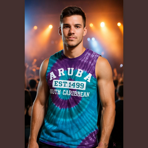 Men's large sleeveless tank top tie dye Aruba summer Caribbean shirt L